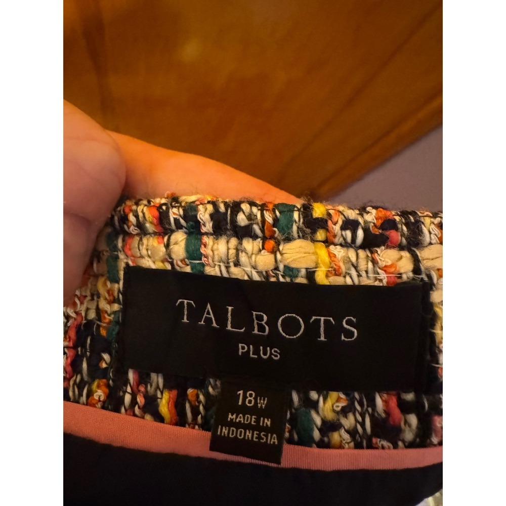 Talbots Plus 18W Tweed Mini Skirt Multicolor Plaid Career Party Cocktail - Picture 4 of 7